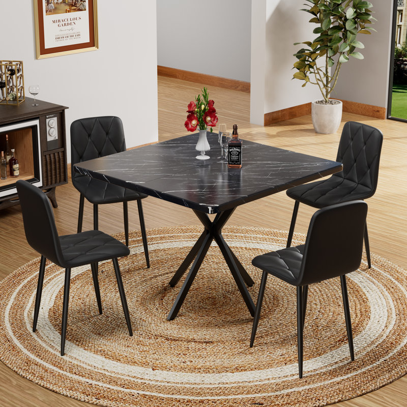Table de salle à manger carrée, table de salle à manger carrée moderne Mid-Century pour 4 à 6 personnes, table basse pour la salle à manger de cuisine, bureau, économie d'espace