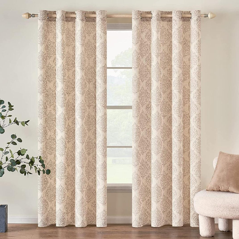 Paire de rideaux obscurcissant avec œillets Anarbek, Bleu / beige, L 52 po x L 96 po