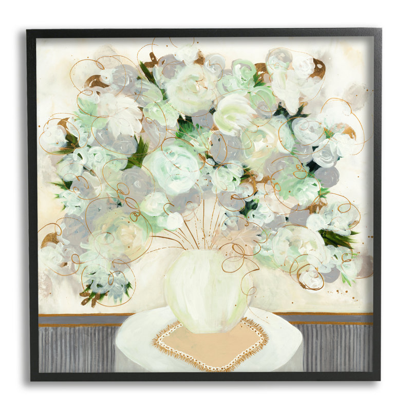 «Abstract Flower Blossoms Scribble Petals Still Life» par Ruth Fromstein - peinture à cadre flottant sur toile