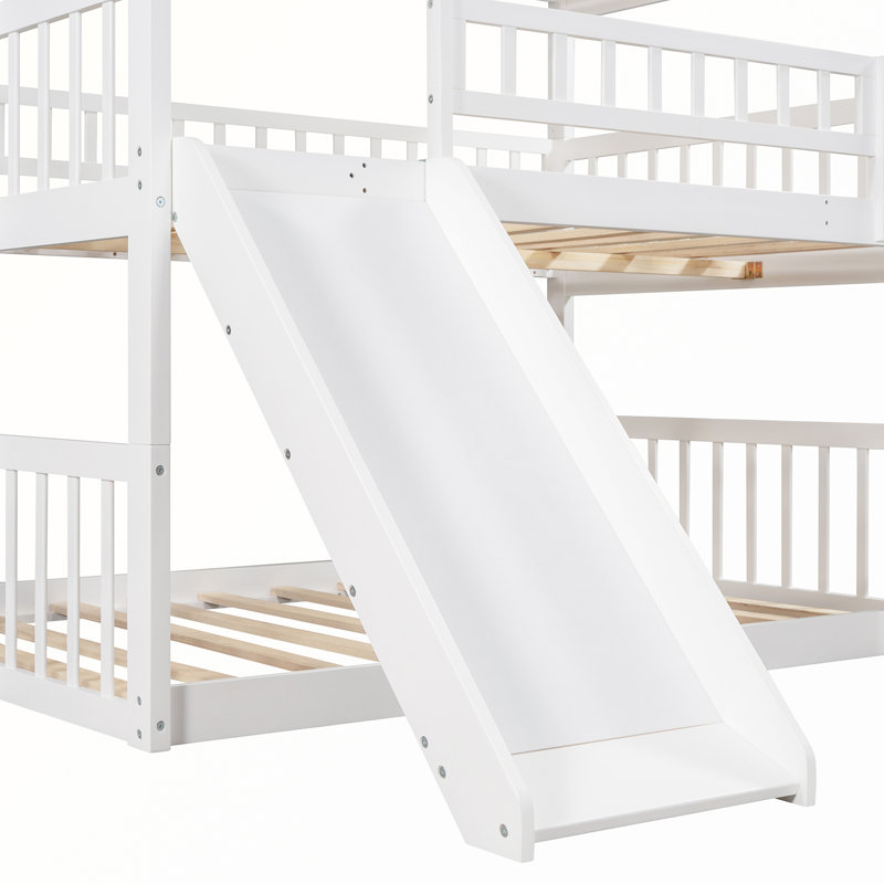 Lit superposé pour enfant Mayolet, Blanc, Double sur double sur double
