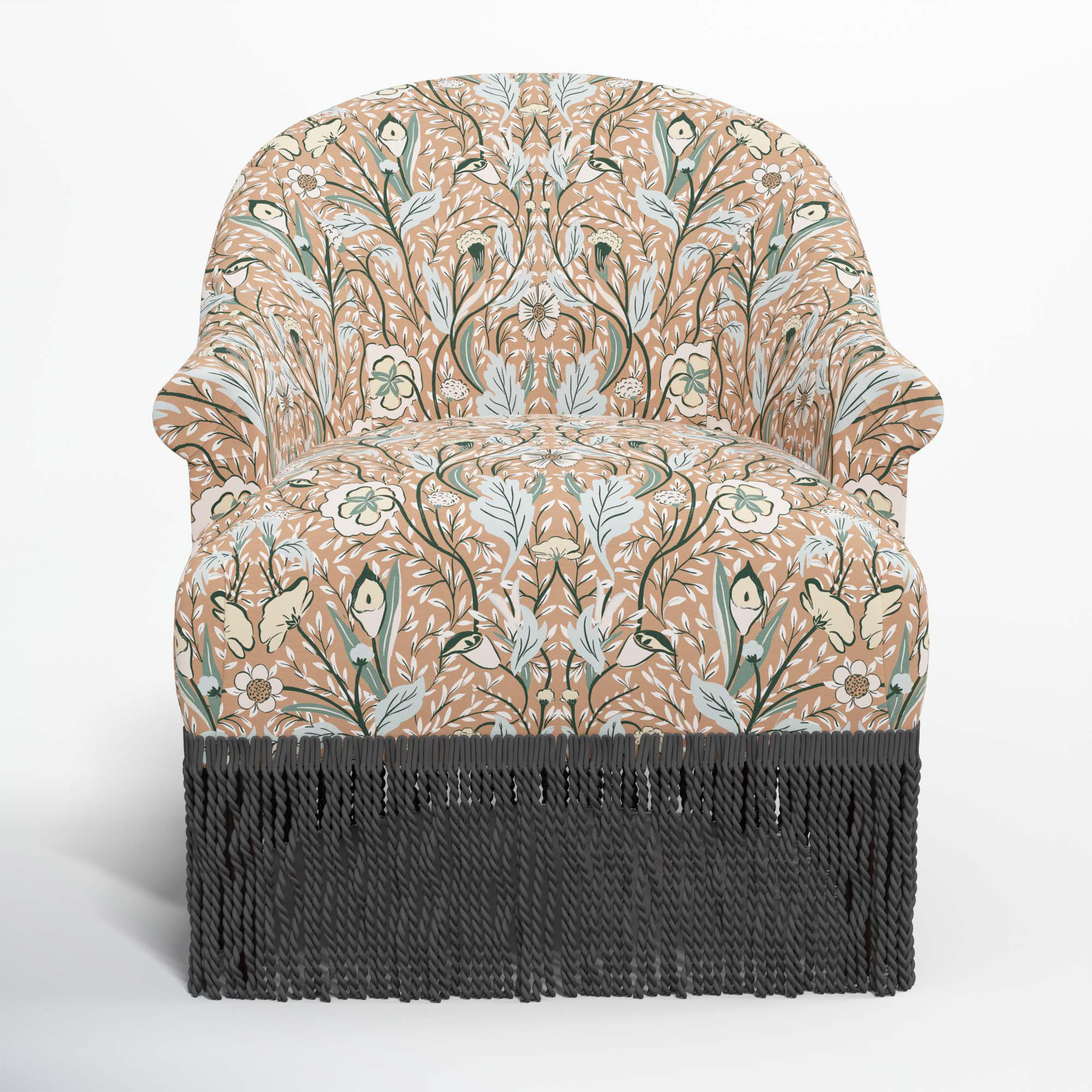 Callie Barrel Chair, Black, Morris Botanical Peach