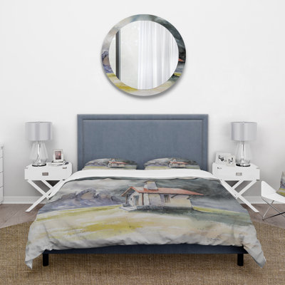 Grey/Green/Red Microfiber Duvet Cover Set