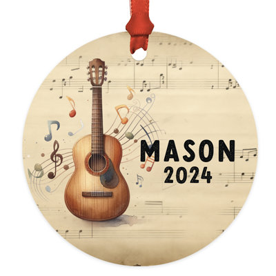 Personalized Guitar Metal Christmas Ornament For Guitarist Or Performer