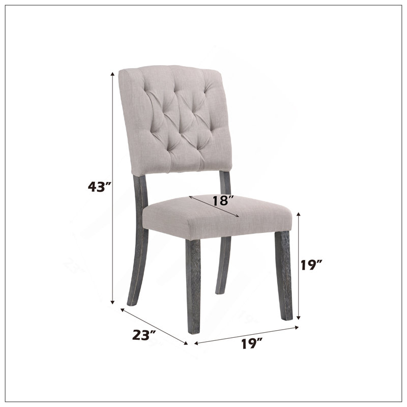 Ensemble de 2 chaises d'appoint en lin beige et chêne gris patiné Bernard, Brun