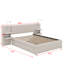 Grand lit plateforme tapissier avec lumières de lecture, lit gigogne et tablettes-118020770