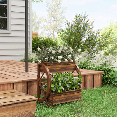 Boîte à fleurs en bois, jardin surélevé à 2 niveaux, pour légumes, herbes, 22 po x 13 po x 22 po