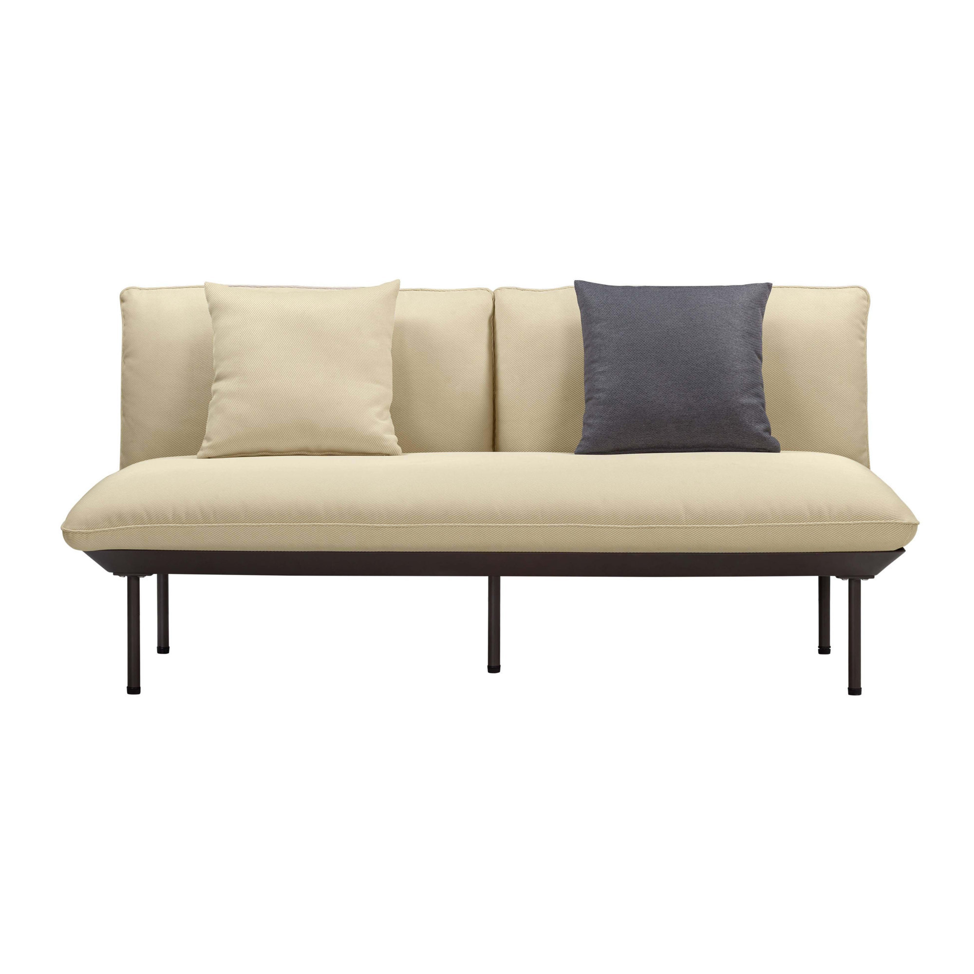 65.5'' Wide Aluminum Loveseat with Cushions, Beige, Dark Brown