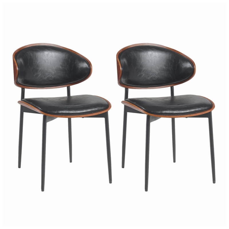 Ensemble de 2 chaises de salle à manger en cuir courbé l 20,47 po x P 21,65 po x H 29,92 po Moon River