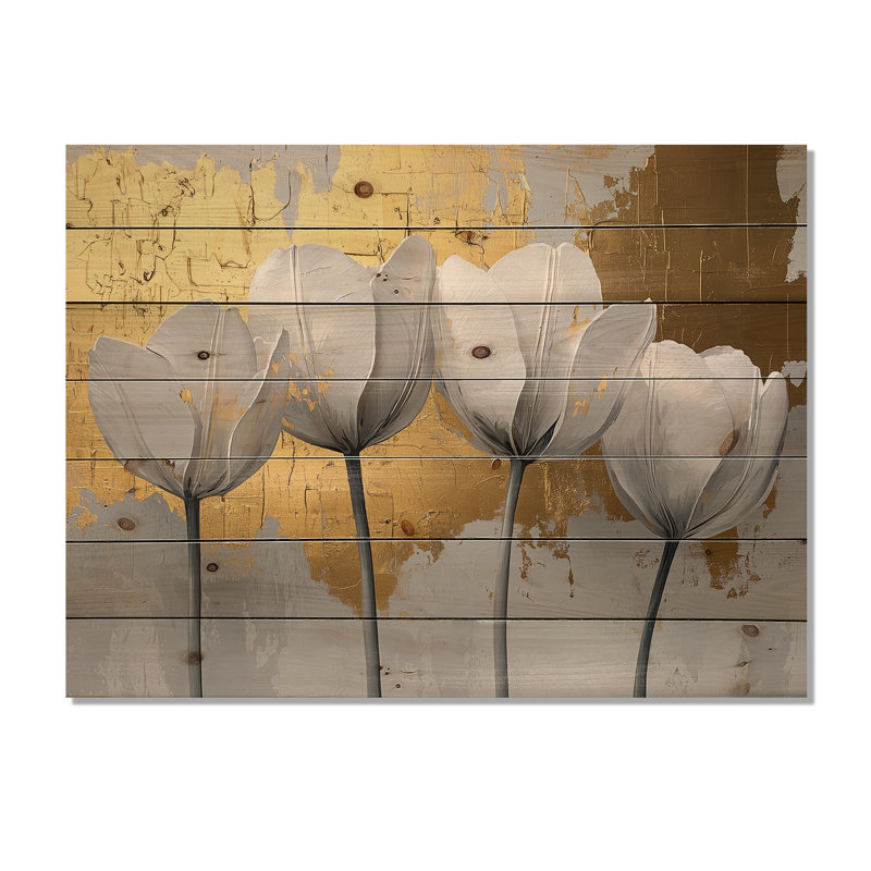 Tulipes «Pure Form Of Blossoms II» - art mural en bois de tulipes - sur bois de pin naturel, H 34 po x l 44 po x P 0,78 po