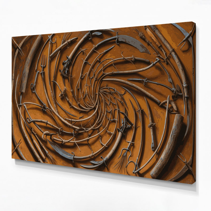 «Thanksgiving Antique Harvest outils», art mural sur toile brune, H 11 po x l 14 po