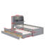 Lit plateforme simple en bois avec lit gigogne, tête de lit et tiroirs à DEL-1346544590