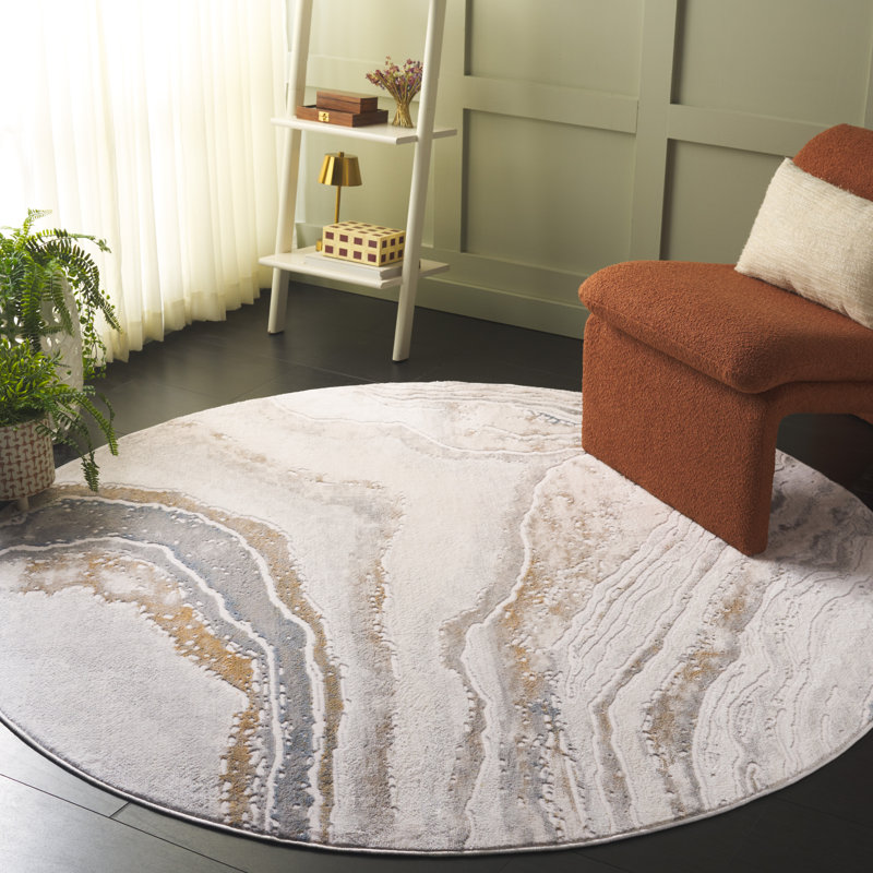 Brenesha Performance Abstract Rug, Round 6'7"