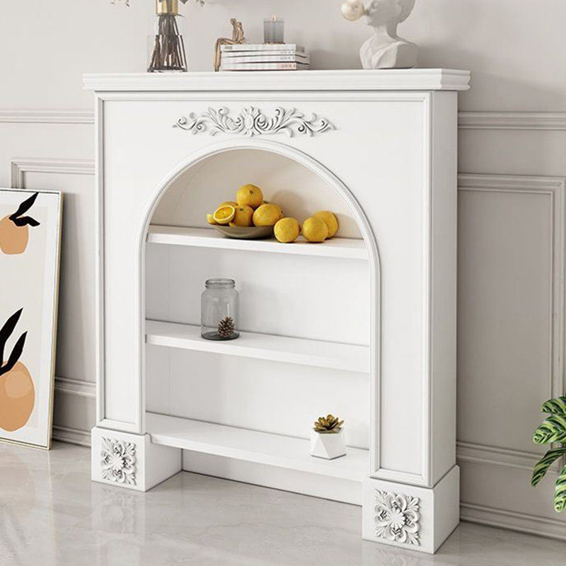 Foyer autoportant en bois manufacturé blanc, H 35,43 po x l 31,5 po x P 7,87 po