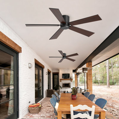 2 Pack 42" Brown Ceiling Fan With 3 Colors Led Light And Remote Control Modern Ceiling Fan With Reversible Quiet Motor & Light Memory Function