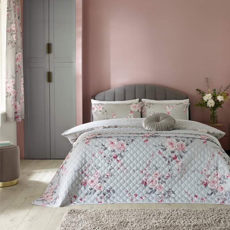 Canterbury Floral Reversible Bedspread, Grey, 240 x 260 cm Bedspread