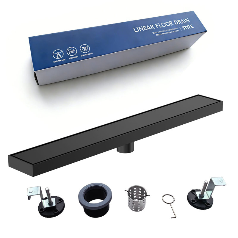24 Inch Linear Shower Drain With Tile Insert Panel & Adjustable Feet Stainless Steel Shower Floor Drain Long Rectangle Shower Linear Drain With Hair Strainer