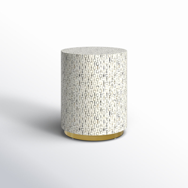 Baird Pearl Barrel End Table, White, 22" H x 18" W x 18" D
