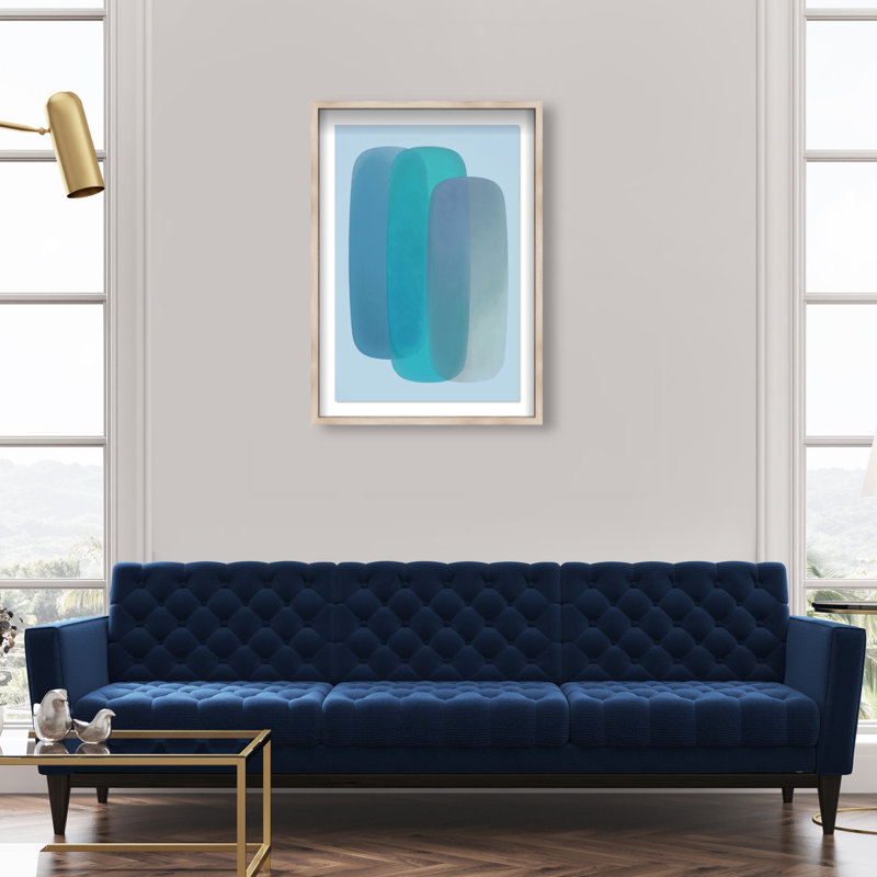 Teal Gradients Print by Oliver Gal, 16.5"H x 11.5"W, Natural Oak Shadowbox