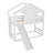 Twin Solid Wood House Loft Bed with Slide, Storage Shelves & Window, Child-Friendly Design, White-1418405849