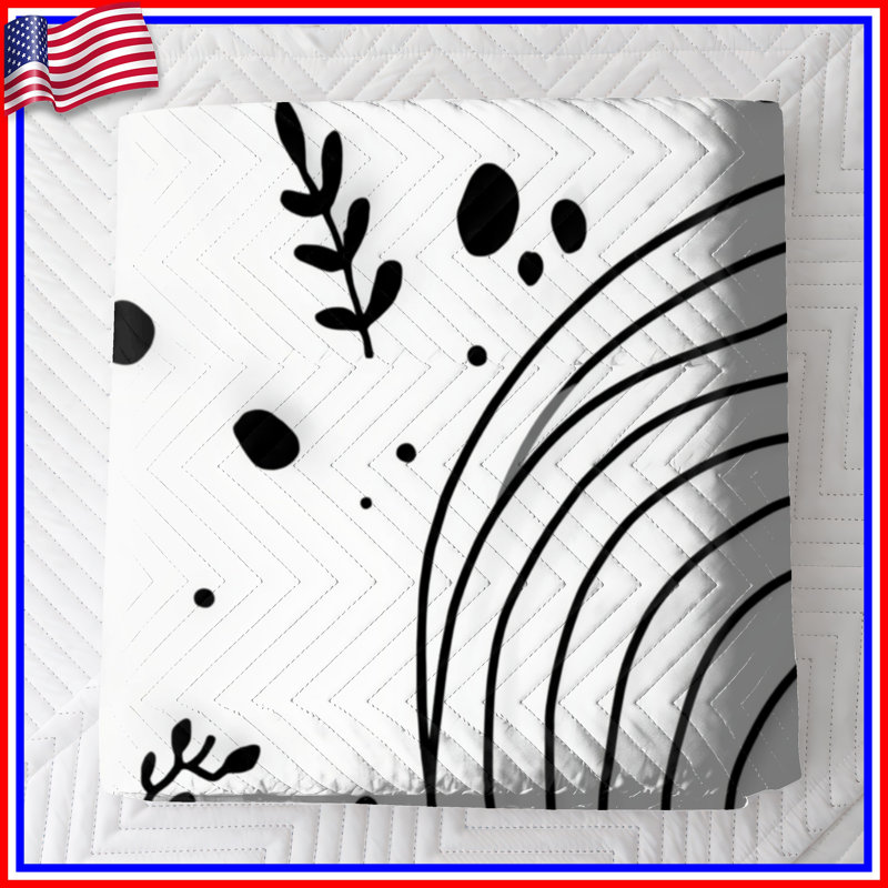 Abstract Botanical Doodles Quilted Bedspread All Sizes, Queen