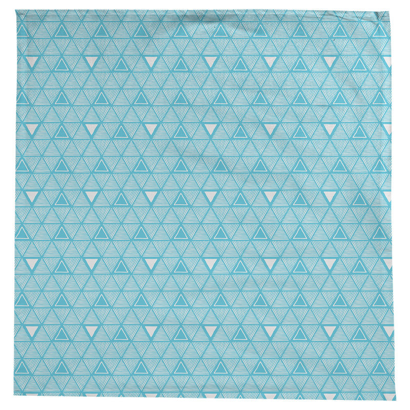 Classic Hand Drawn Triangles Tablecloth, Teal/White