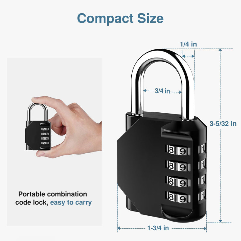 10 Pack Black Zinc Alloy 4-Digit Combination Padlocks