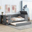 Lit de jour simple avec accoudoirs de rangement, lit gigogne et station de charge-468417440