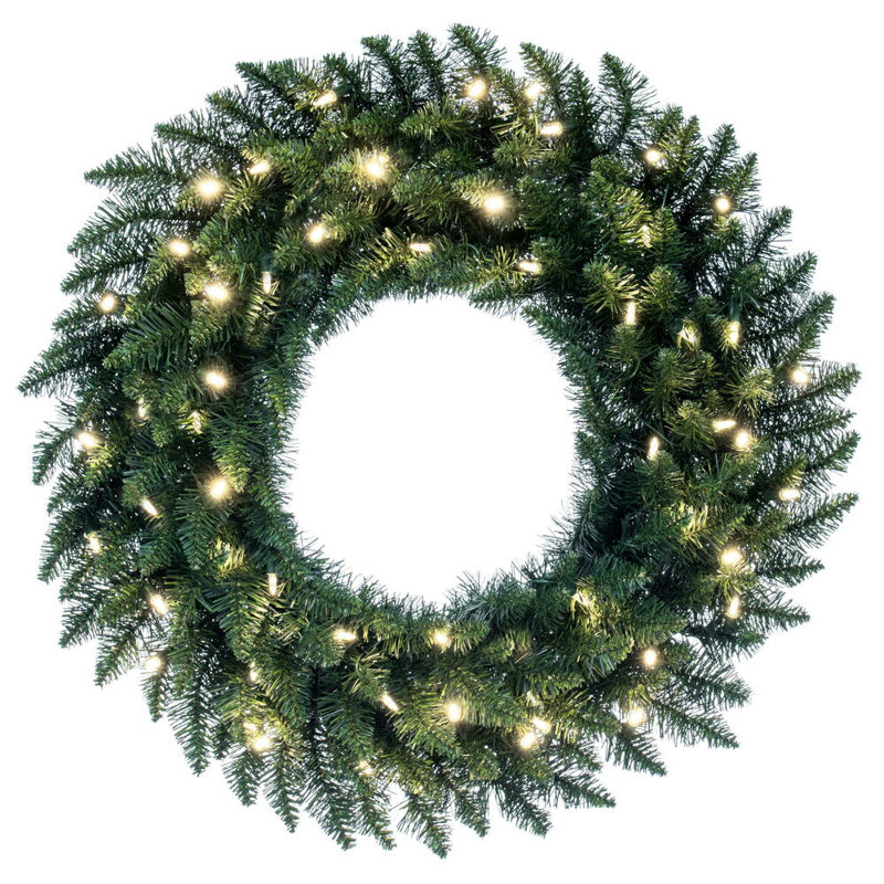 Couronne de sapin artificielle Peabody, Transparent chaud, H 30 po x l 30 po x P 3 po