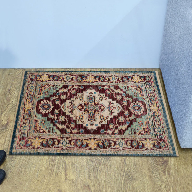MACHINE MADE POLYESTER AREA RUGS - Rectangle | Red Color, Classic Oriental Traditional  Design, Low Pile Machine Made Area Rugs for Living Room, Bed Room