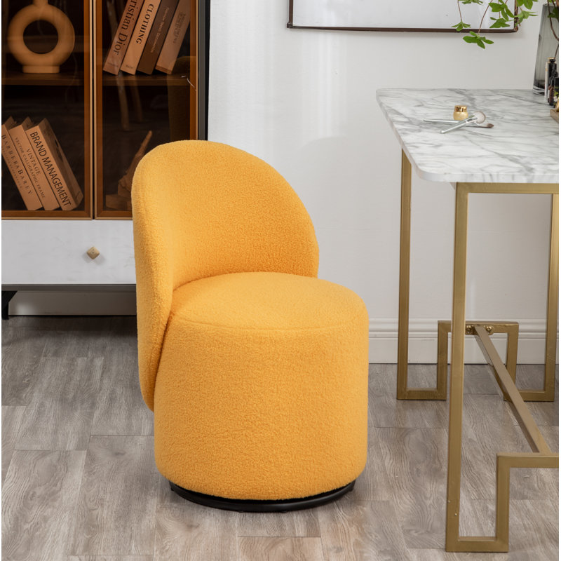 Annielise Upholstered Swivel Barrel Chair, Yellow 100% Polyester