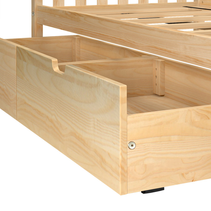 Lit superposé standard en bois massif Bolles, Simple sur double, Naturel