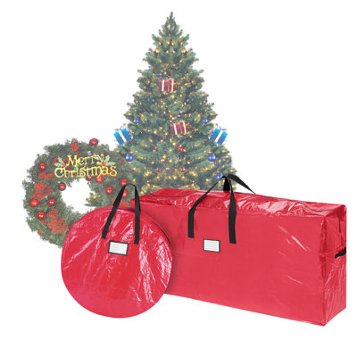 Wreath and Christmas Tree Storage Bag Set - Zippered Totes to Protect 9-Foot Artificial Trees and 30-Inch Holiday Wreaths