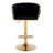 Swivel Adjustable Height Bar Stool with Woven Backs and Gold Base-115229940