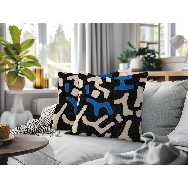 Coussin intérieur / extérieur 2 ensembles Mai, Bleu, 16 x 16