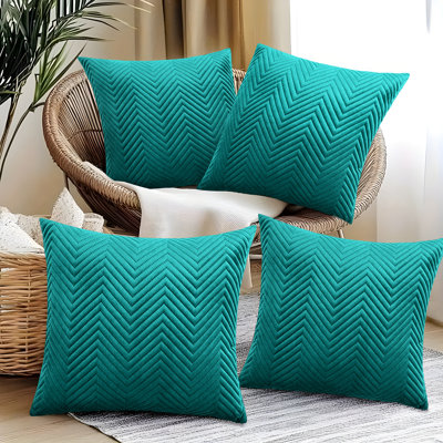 Embossed Quilted Pattern Velvet Cushion Cover (Set of 4)