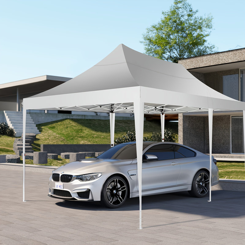 White Heavy Duty 10x20 ft Pop-Up Canopy Tent with Mesh Windows