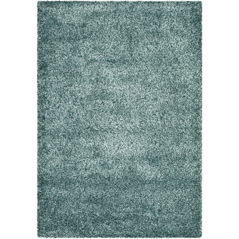 Tapis turquoise uni à longs poils Martelange, Rectangle 8 pi 6 po x 12 pi