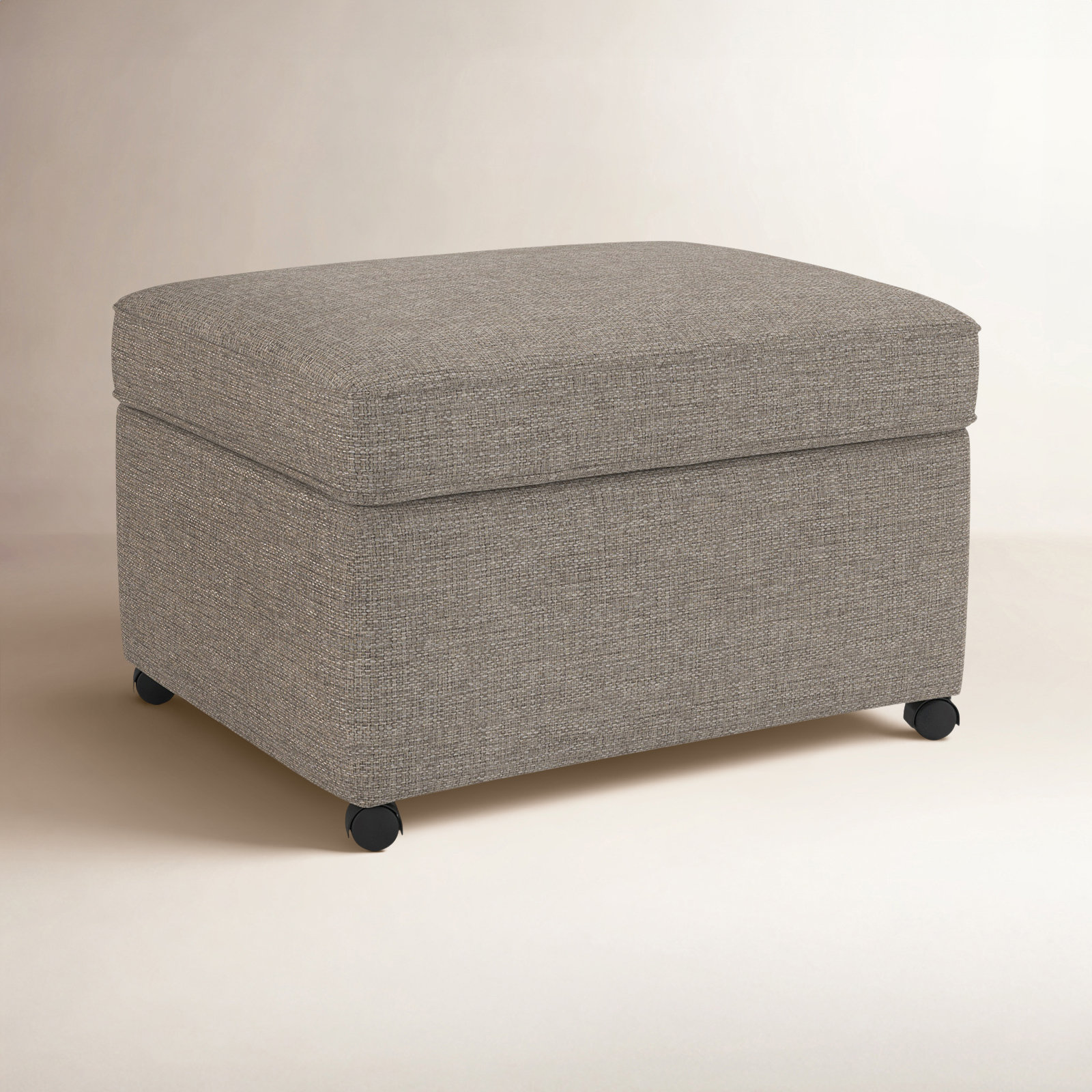 Rika Upholstered Ottoman, Drusky Linen Sustain® Basketweave