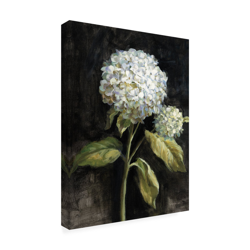  Danhui Nai, Hortensia sur toile noire, art mural, H 32 po x l 24 po