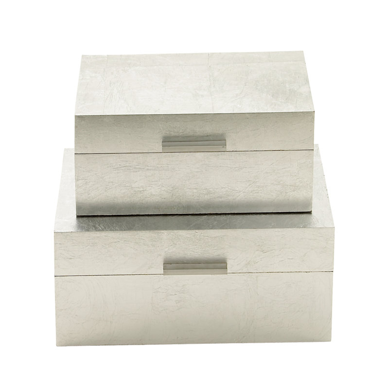2 Piece Wood Box Set, Silver