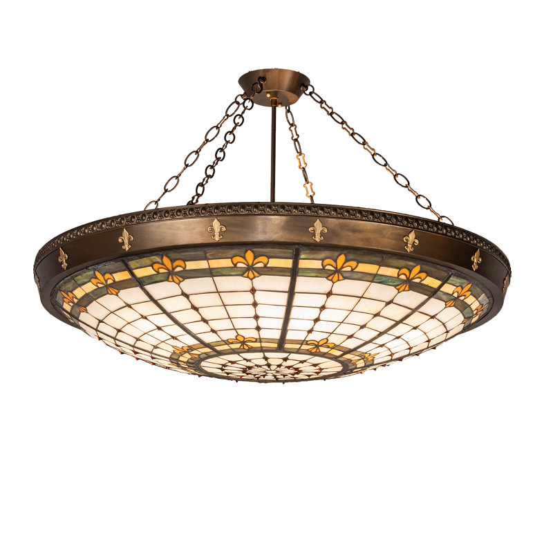 Fleur-de-Lite Glass Semi Flush Mount