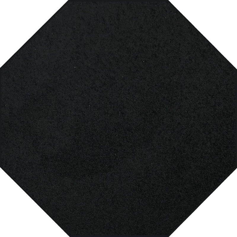 Tapis uni tissé à la machine en noir, Octogone 9 pi