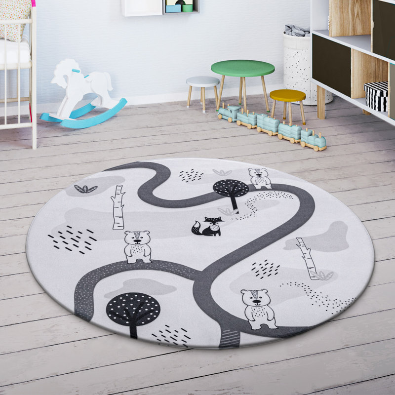 Claycomb White/Black Rug, Round 120cm