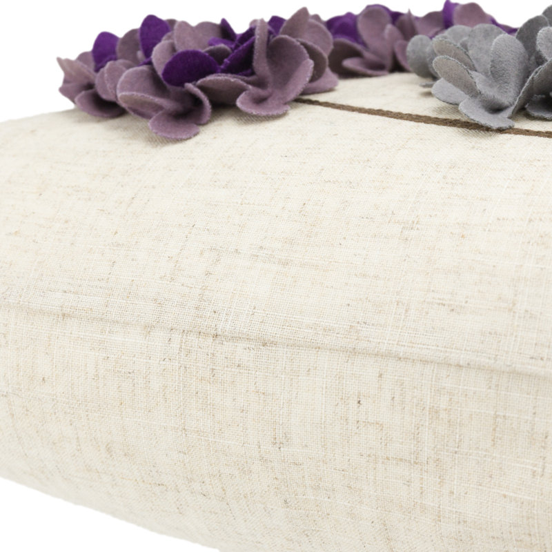  Housse de coussin en lin Appliqued, Mauve