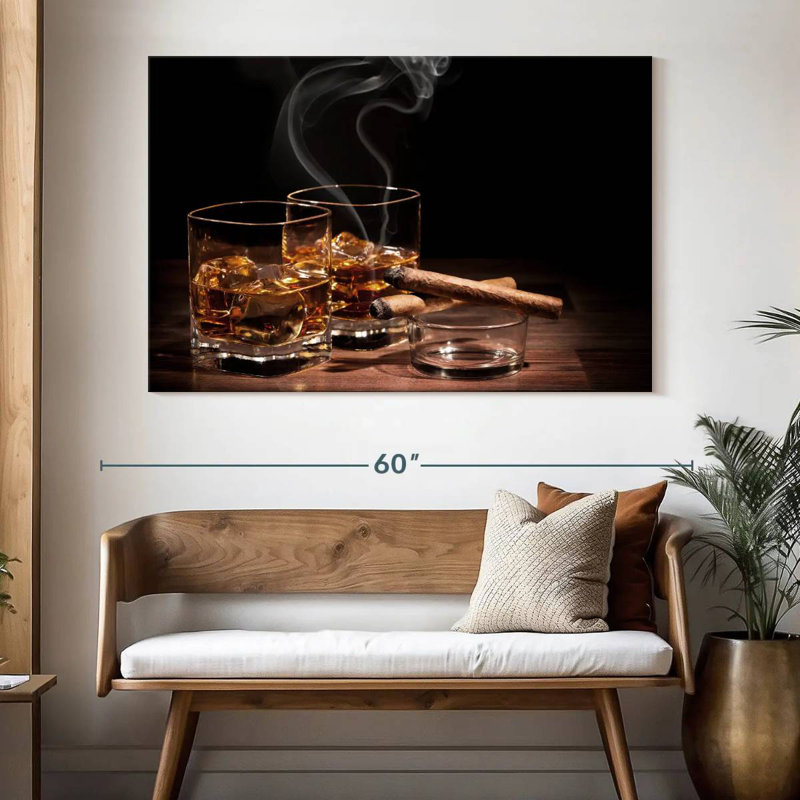 Yarlin Cigars With Whiskey, 34" H x 51" W