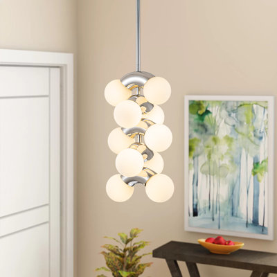 Kaled 10-Light Stacked Matte Glass Globe Pendant
