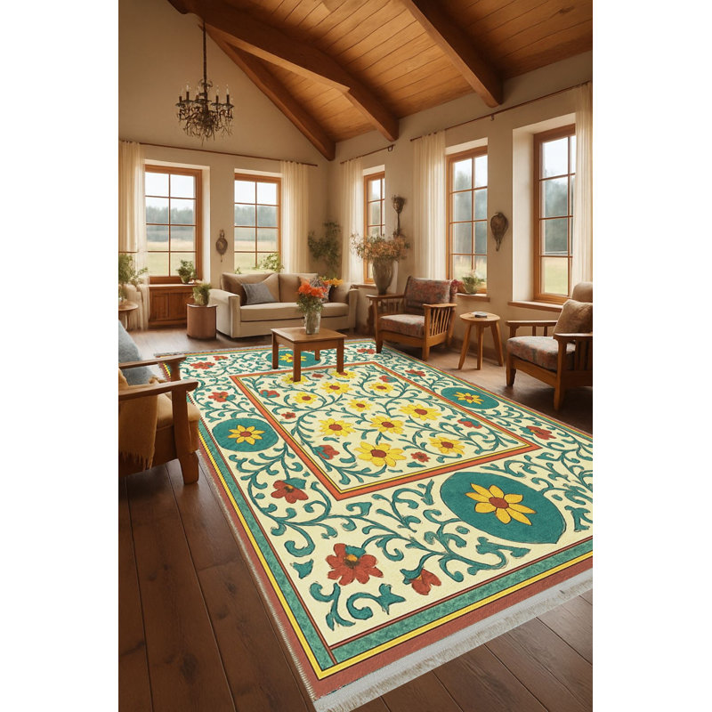 Tapis beige tissé traditionnel Mosso, 3 pi 11 po x 5 pi 11 po
