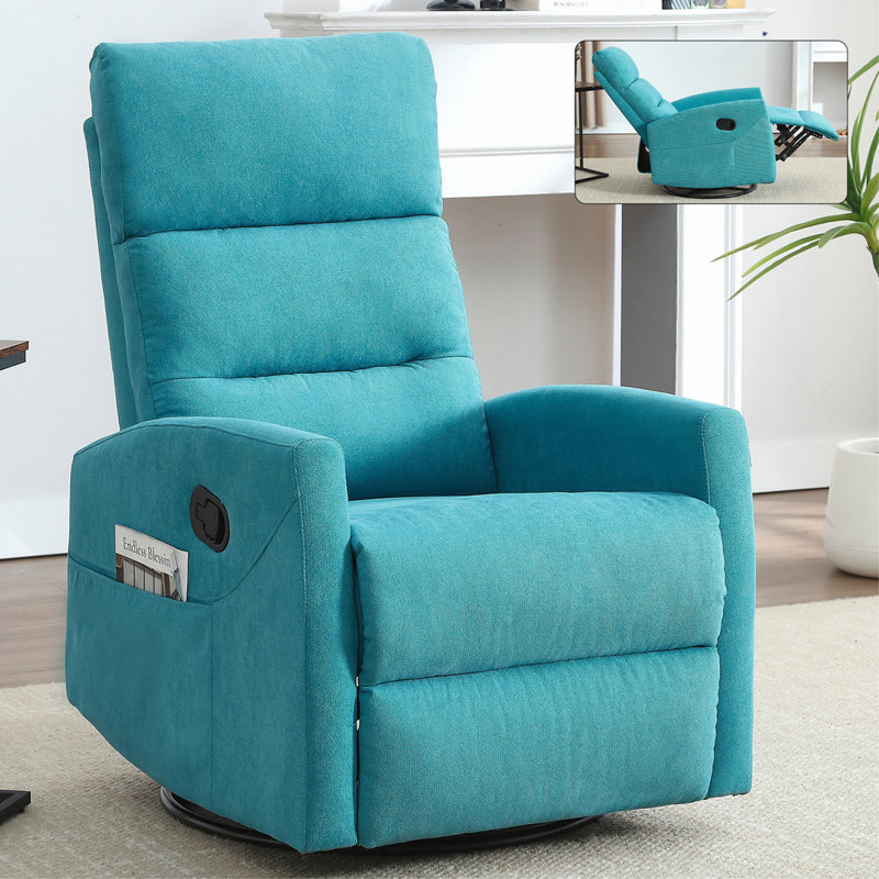 Manual Recliner Chair with Rocker and Swivel, Brown