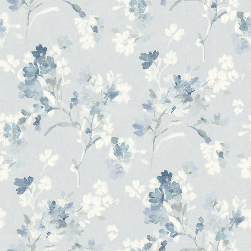 Azalea  Floral Branches Wallpaper, Blue