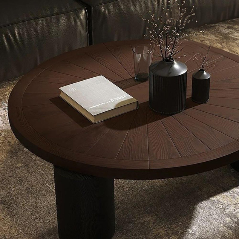 Table basse ronde légère et luxueuse, H 13,8 po x L 39,4 po x l 39,4 po, Marron foncé